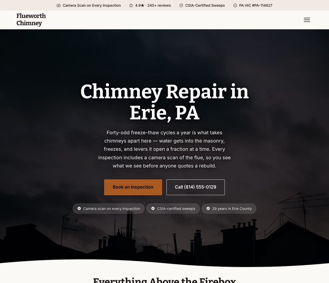 Chimney Repair & Rebuilding website template preview