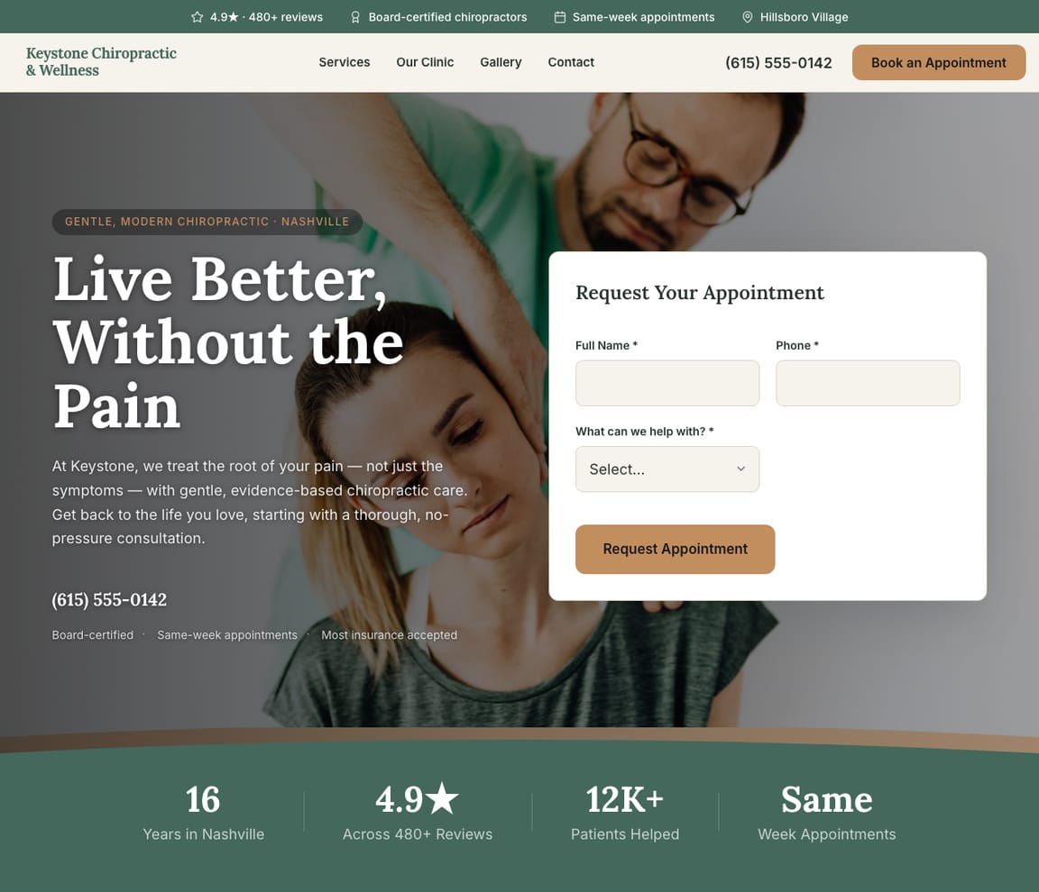 Chiropractic Clinic website template preview
