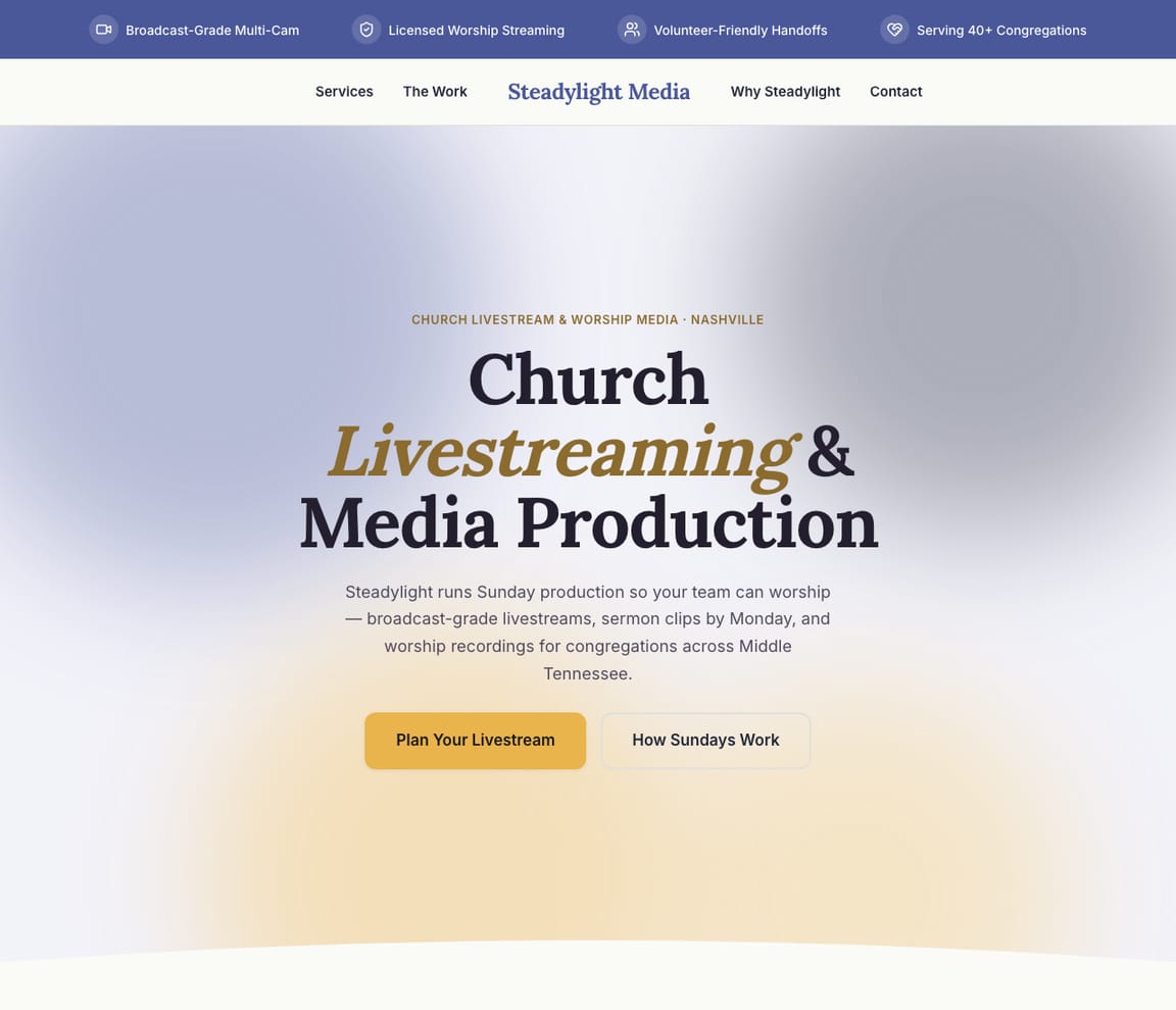 Church Livestream website template preview