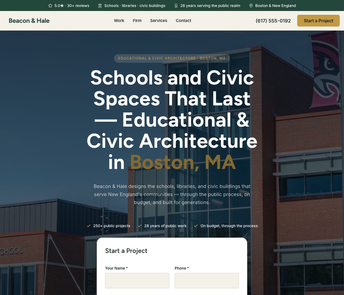 Educational & Civic Architecture Firm website template preview