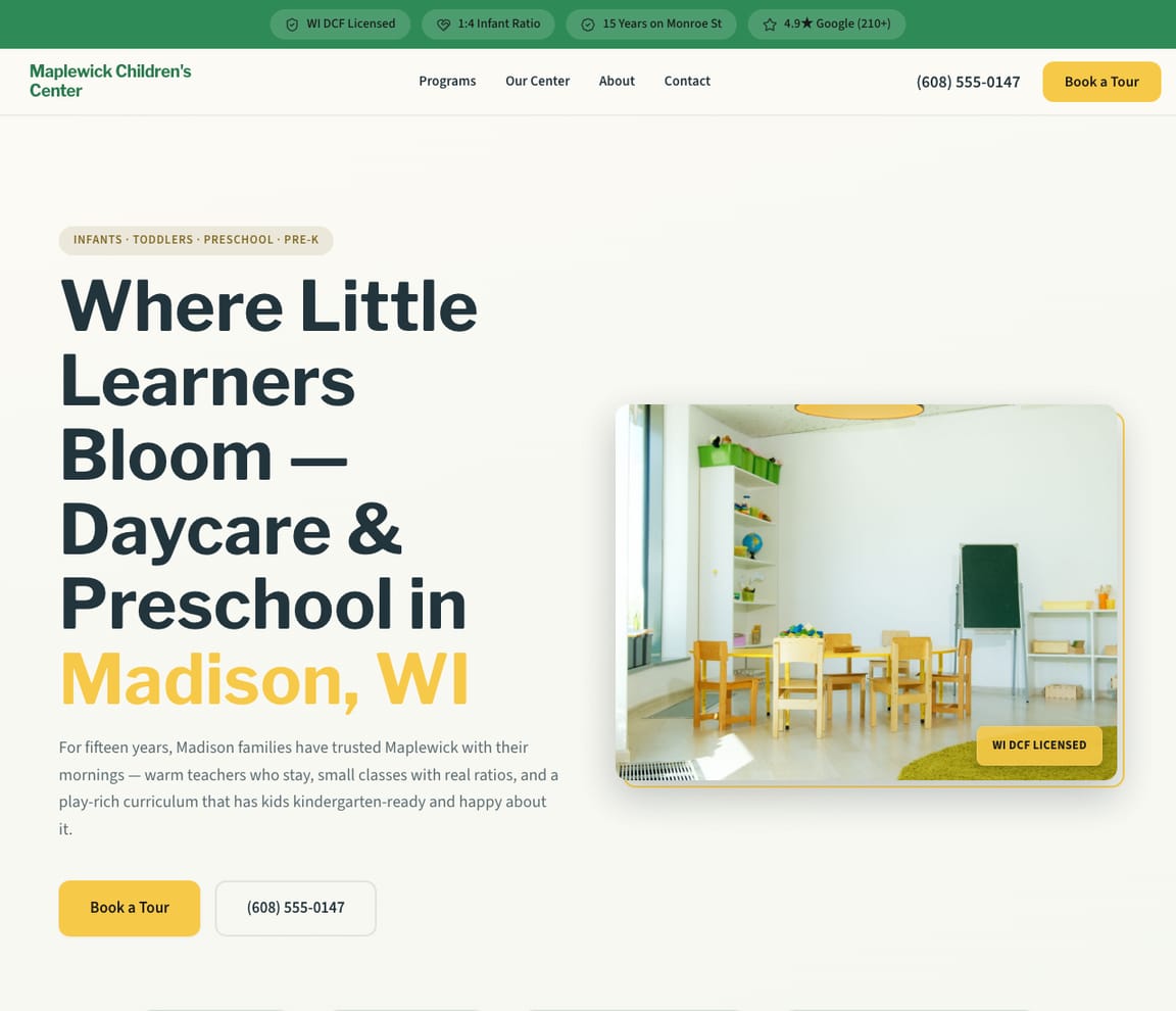 Classic Childcare Center website template preview