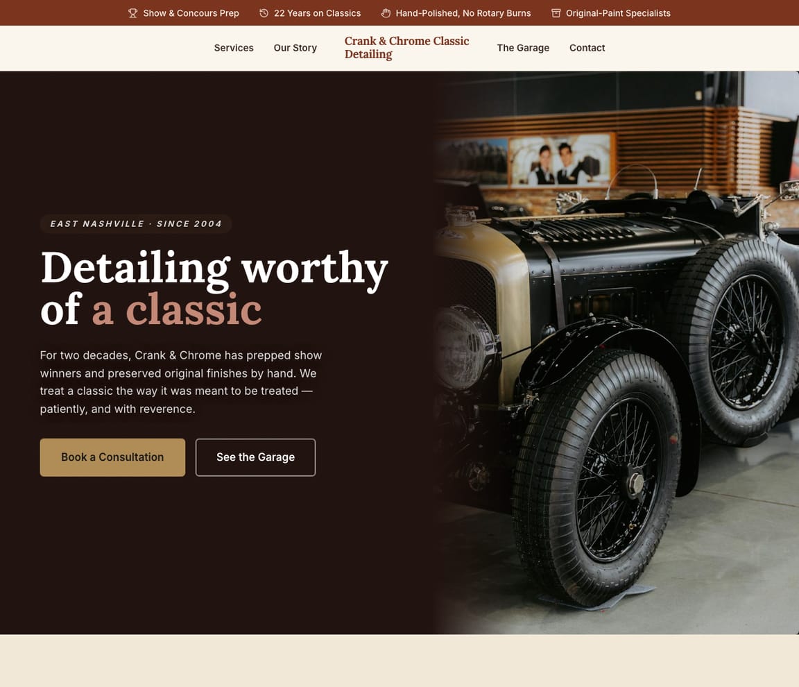 Classic & Show-Car Detailing website template preview