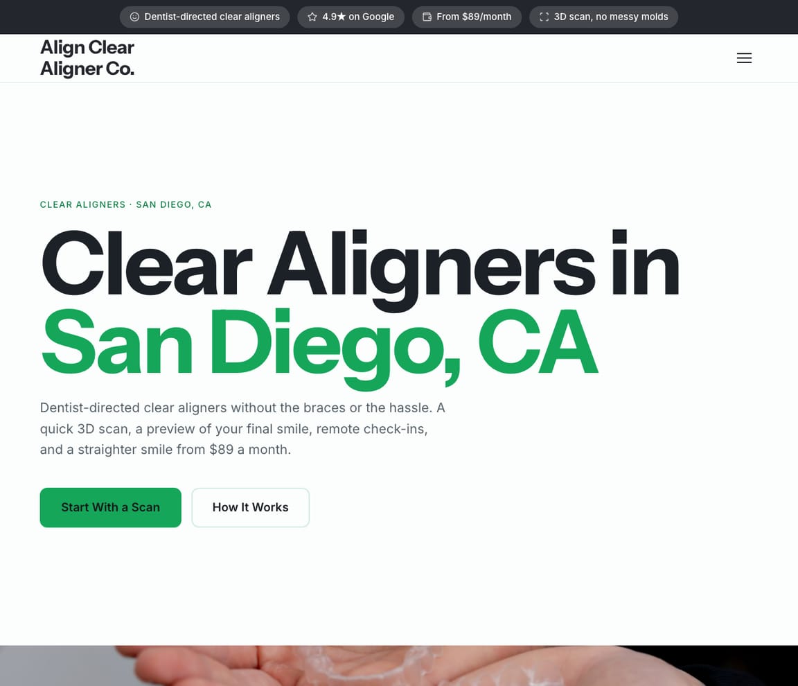 Clear Aligner Studio website template preview