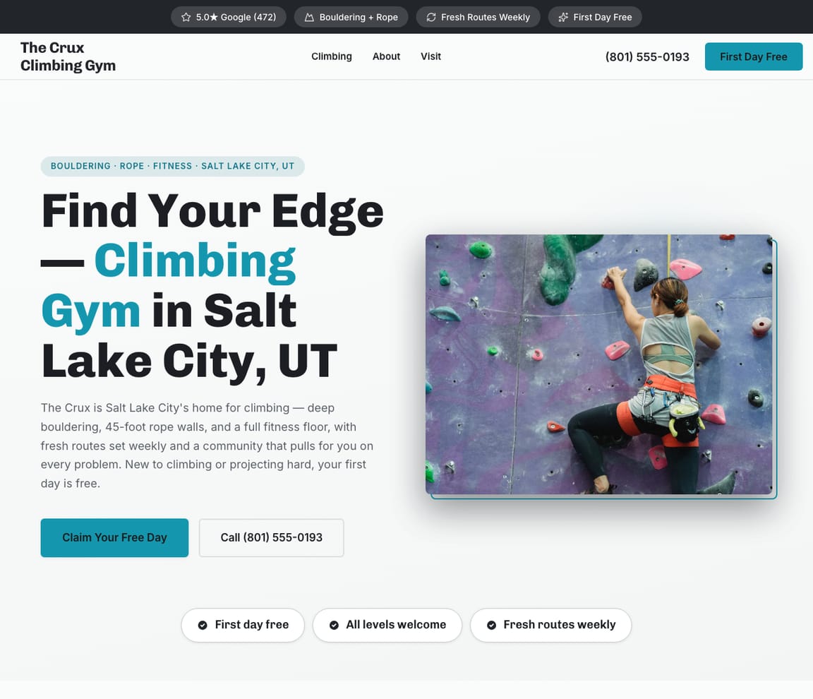 Climbing Gym website template preview