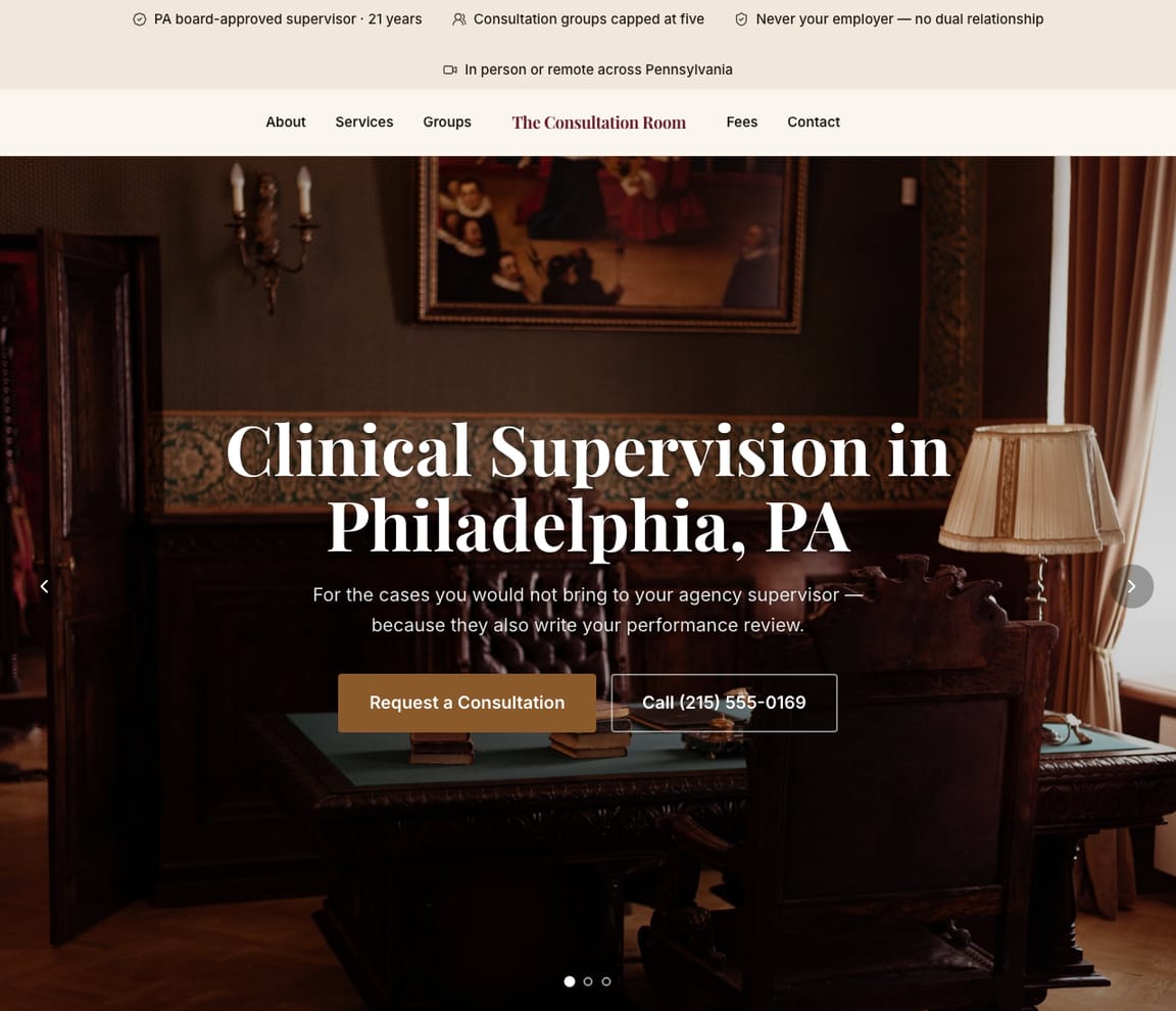 Clinical Supervision & Consultation website template preview