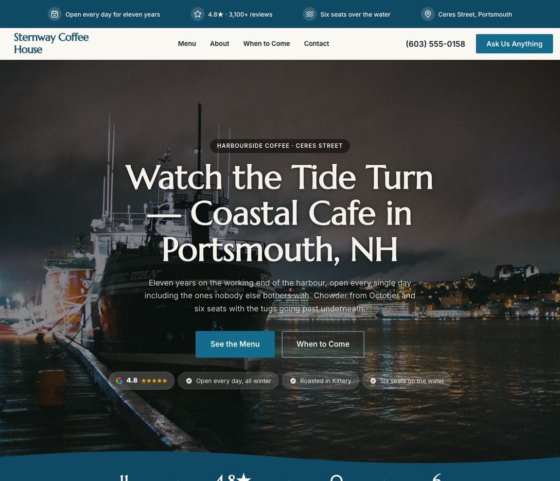Coastal / Harbourside Cafe website template preview