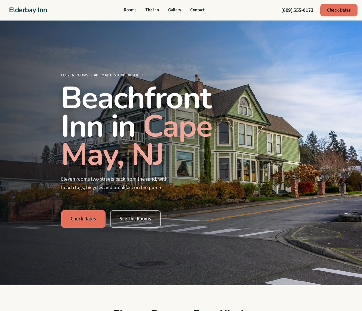 Coastal Inn website template preview