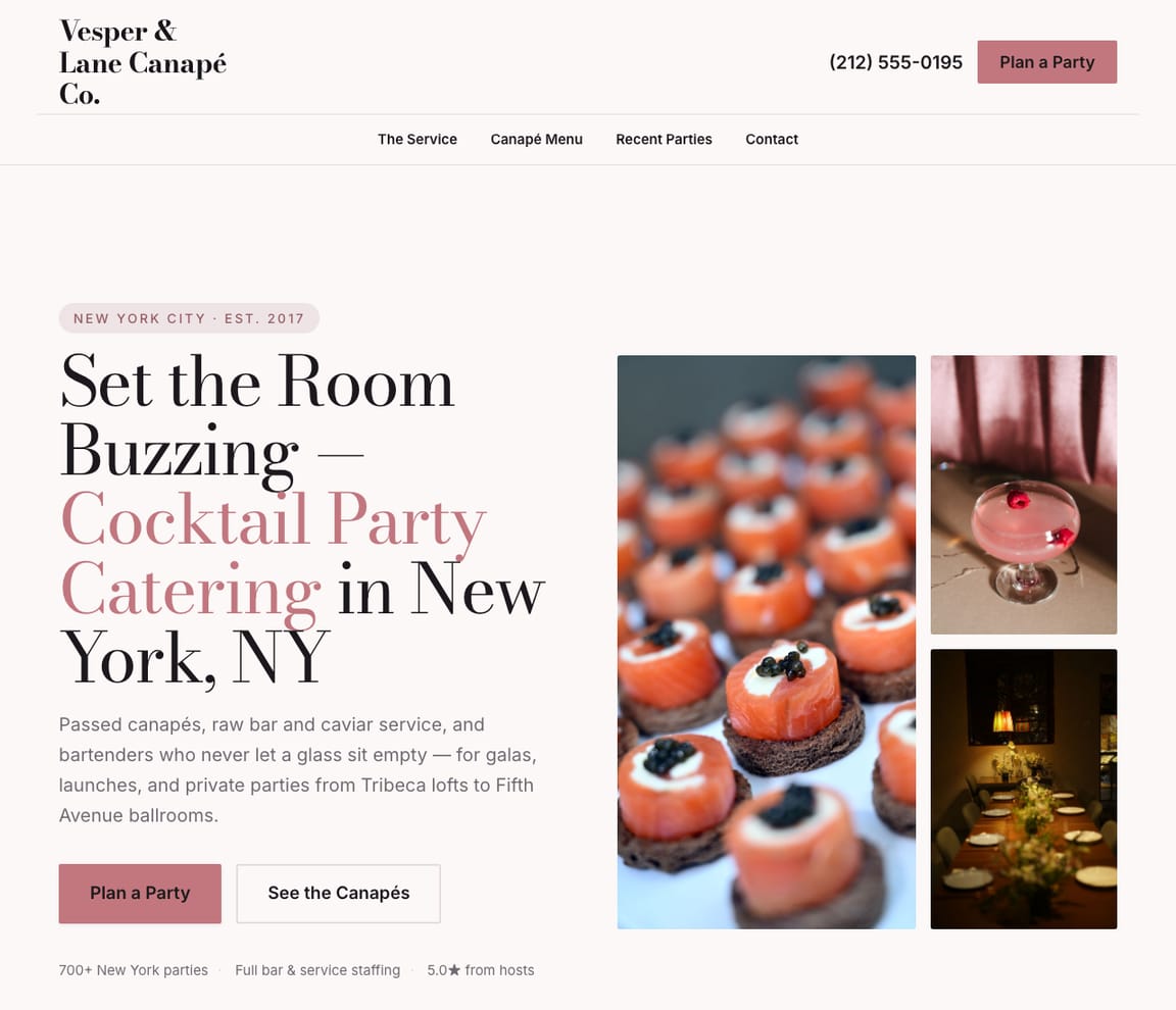 Cocktail Party Catering website template preview