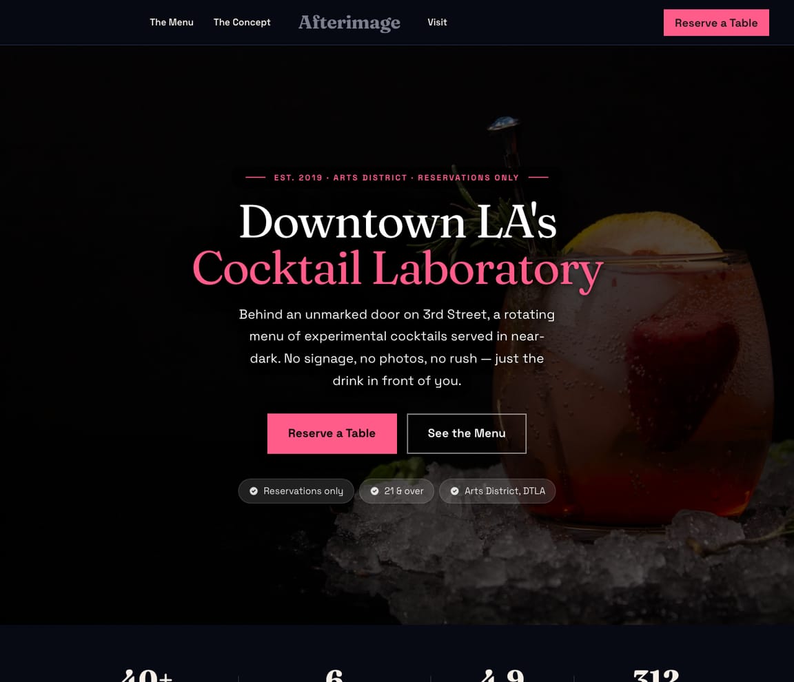 Cocktail Bar / Speakeasy website template preview