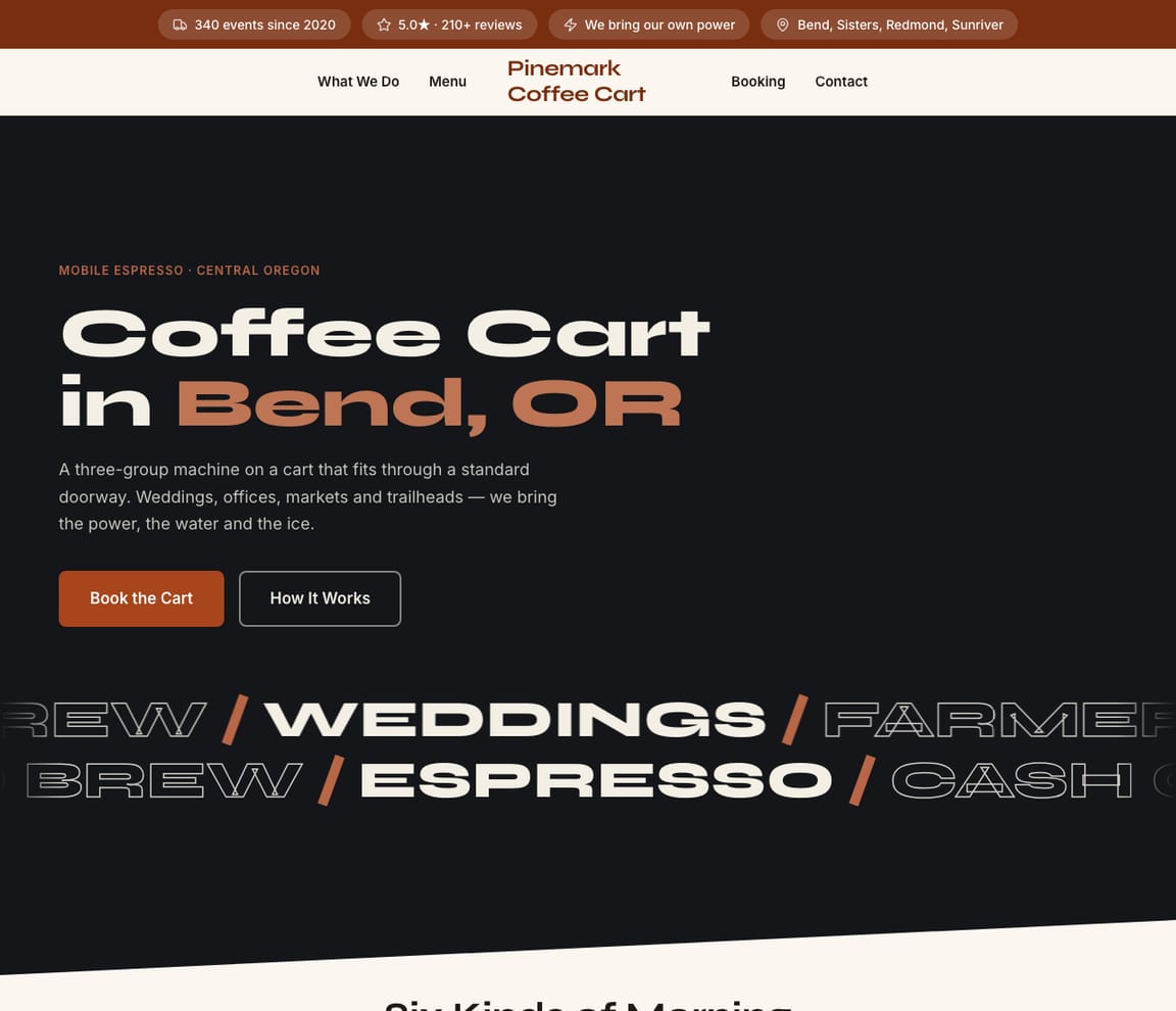 Mobile Coffee Cart website template preview