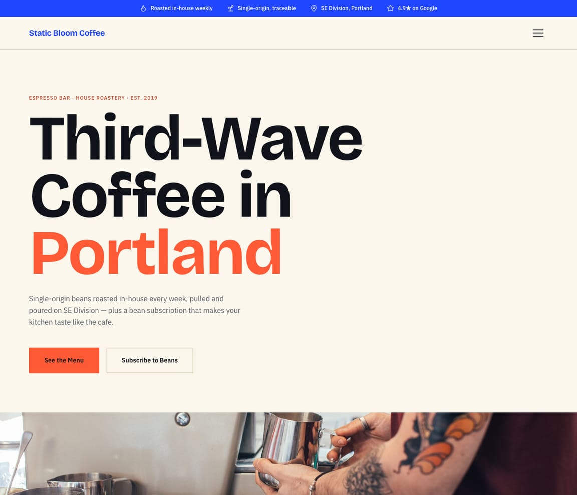 Coffee Shop / Roaster website template preview