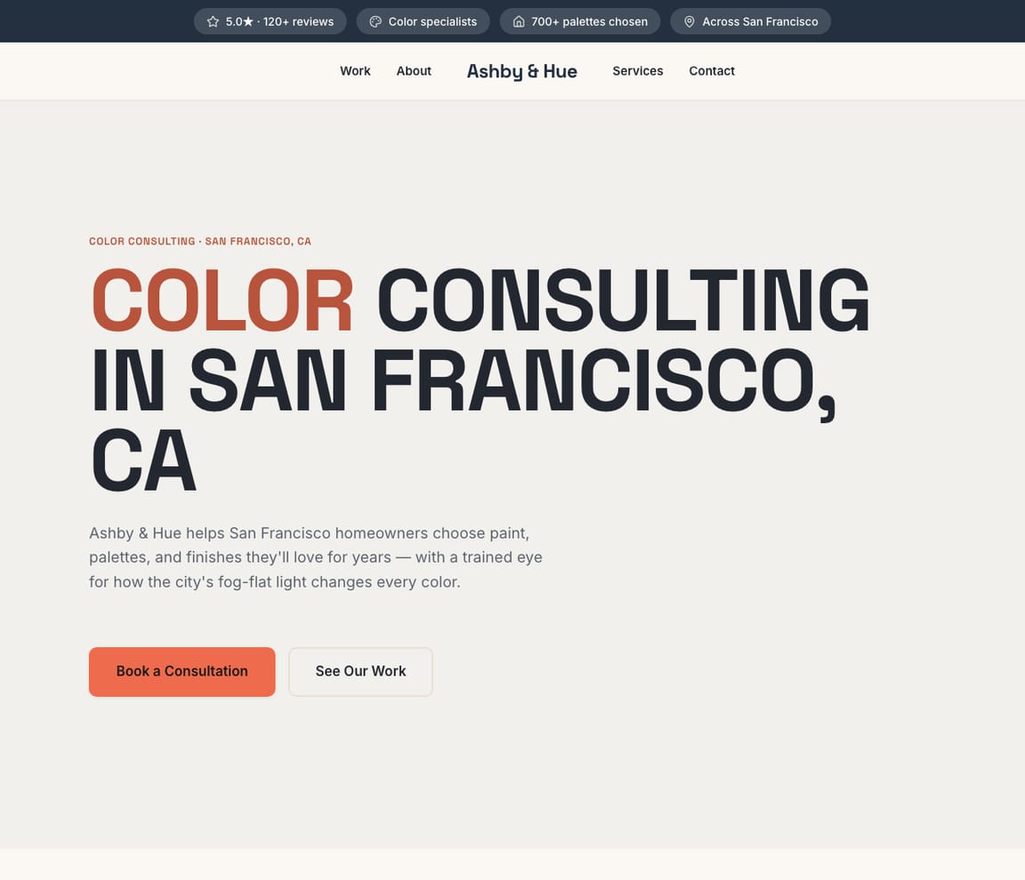 Color Consultant website template preview