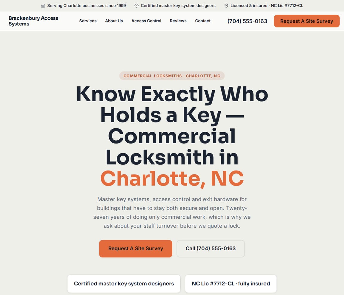 Commercial Access Control website template preview