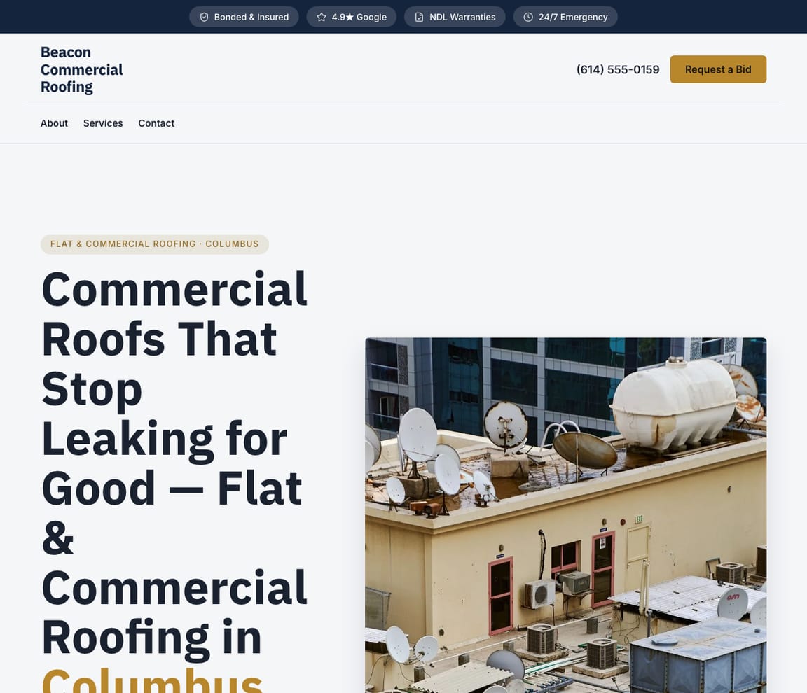 Roofing - Commercial & Flat website template preview