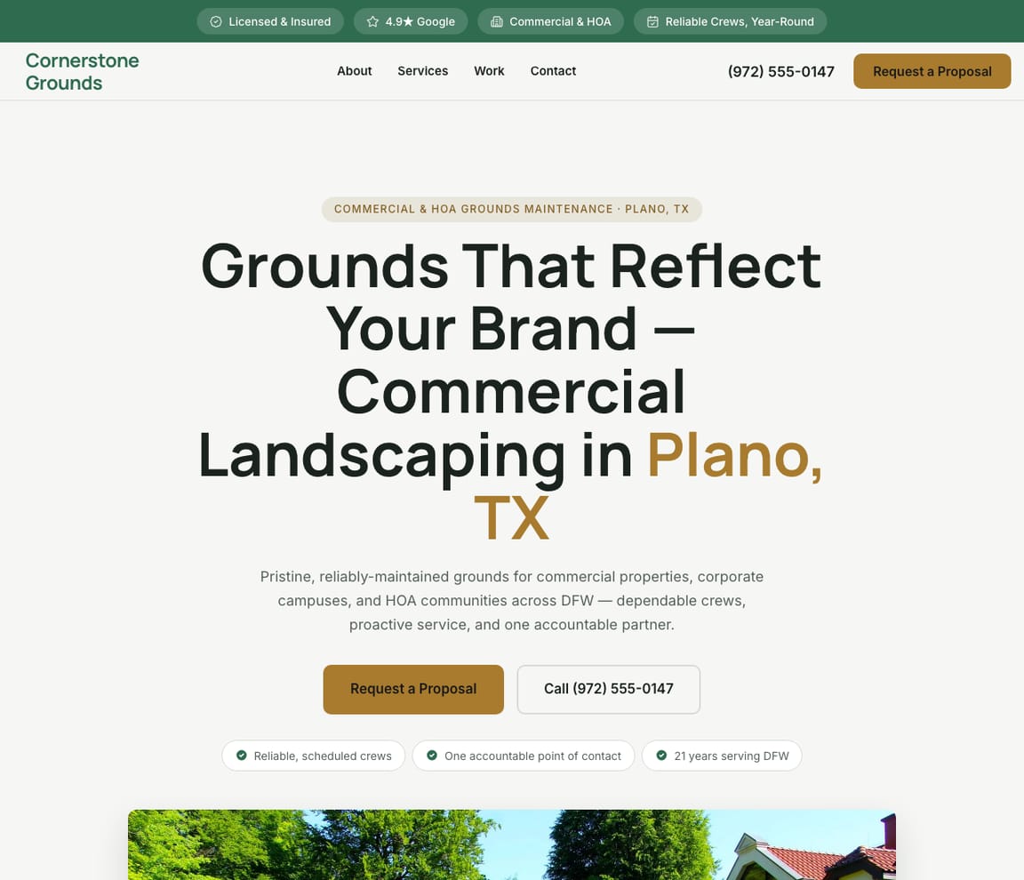 Landscaping - Commercial Grounds website template preview