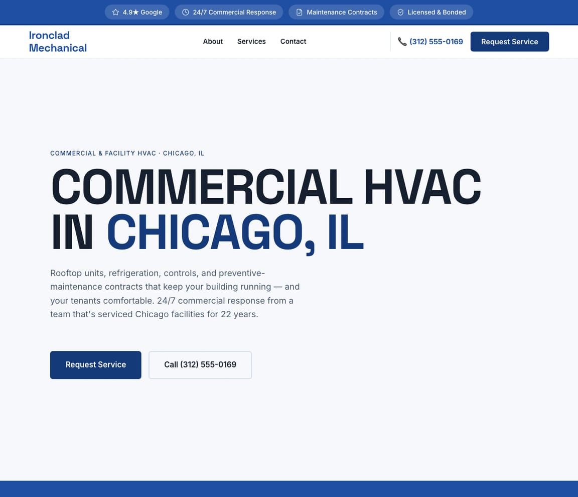 HVAC - Commercial website template preview