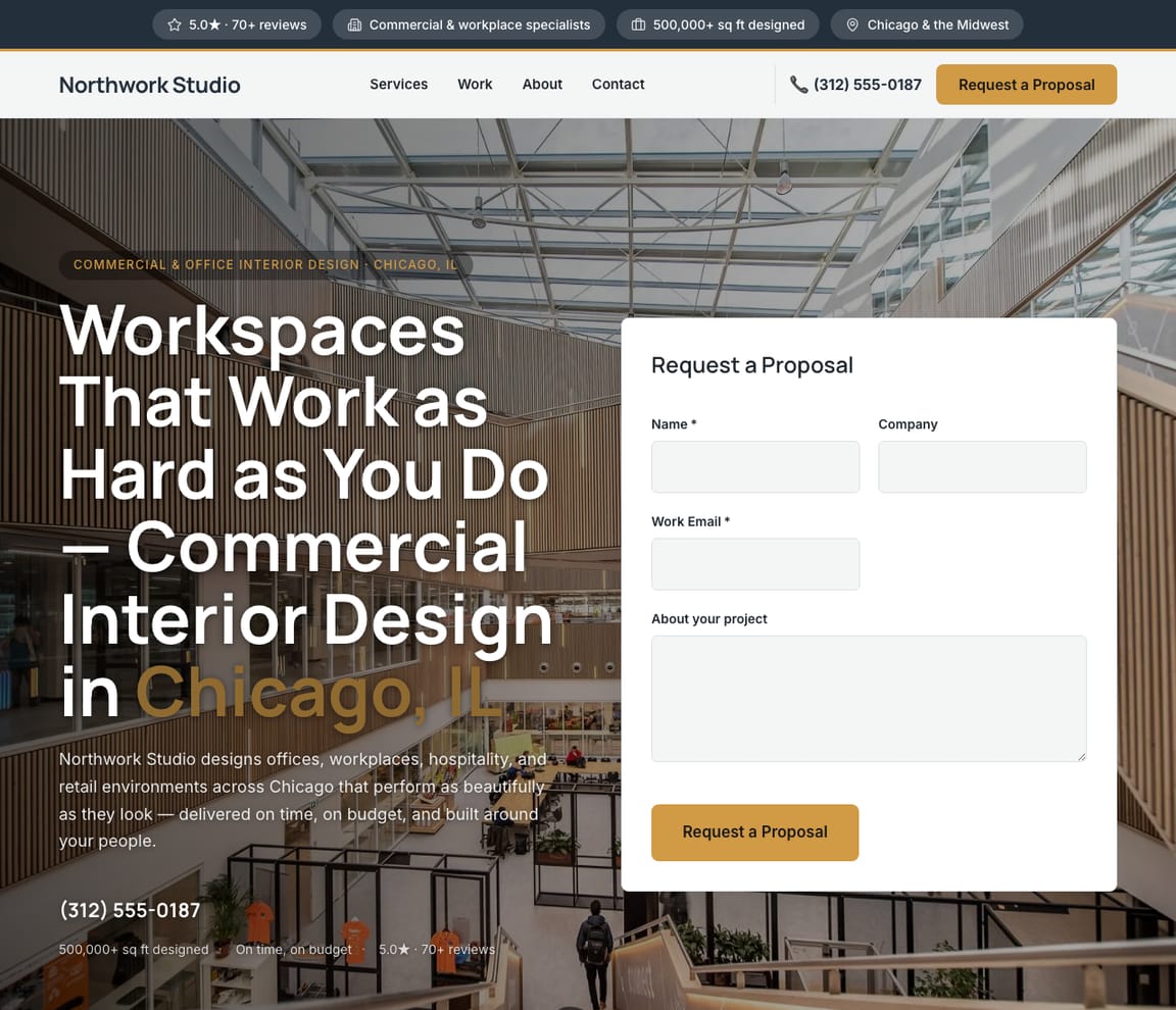 Commercial & Office Interior Designer website template preview