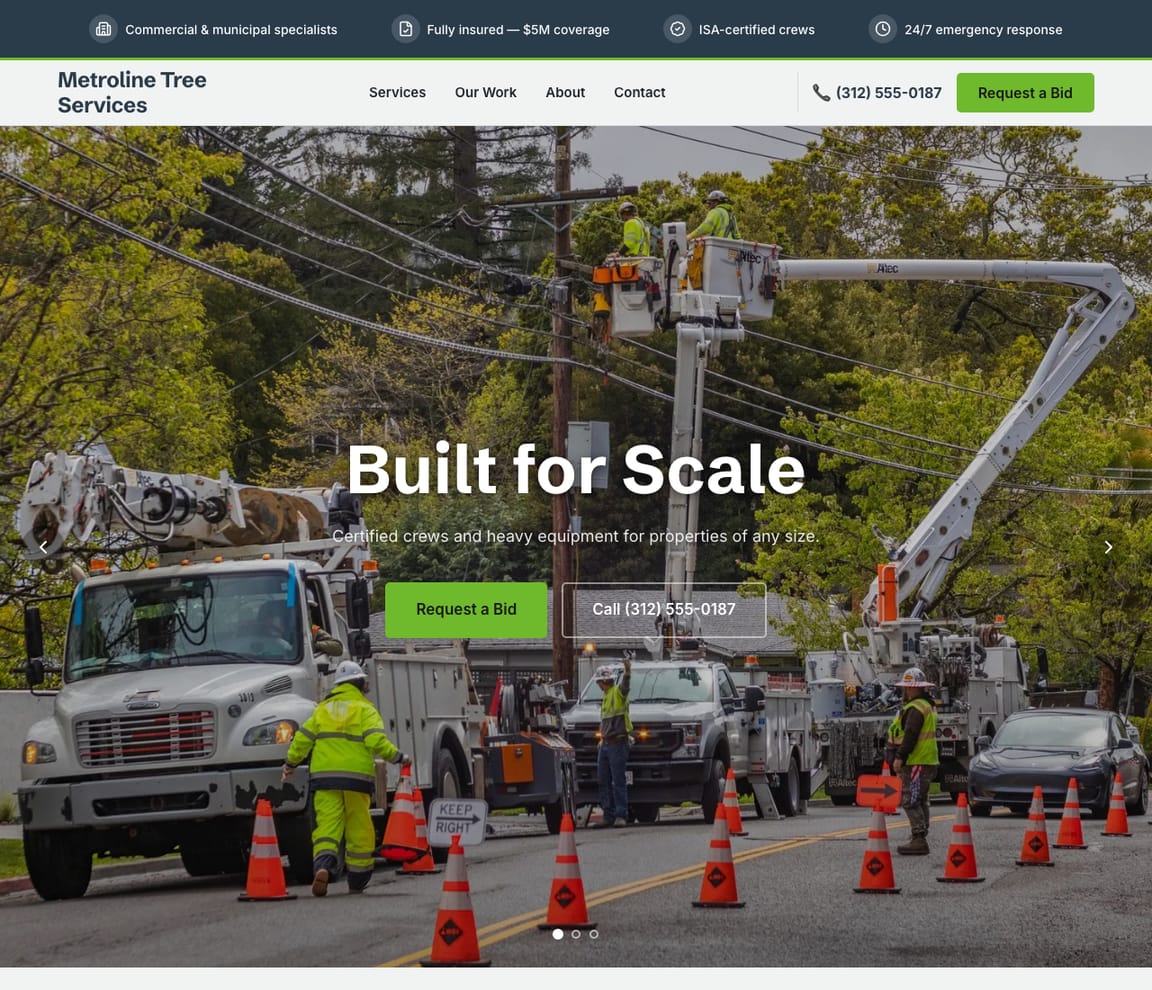 Commercial & Municipal Tree Service website template preview
