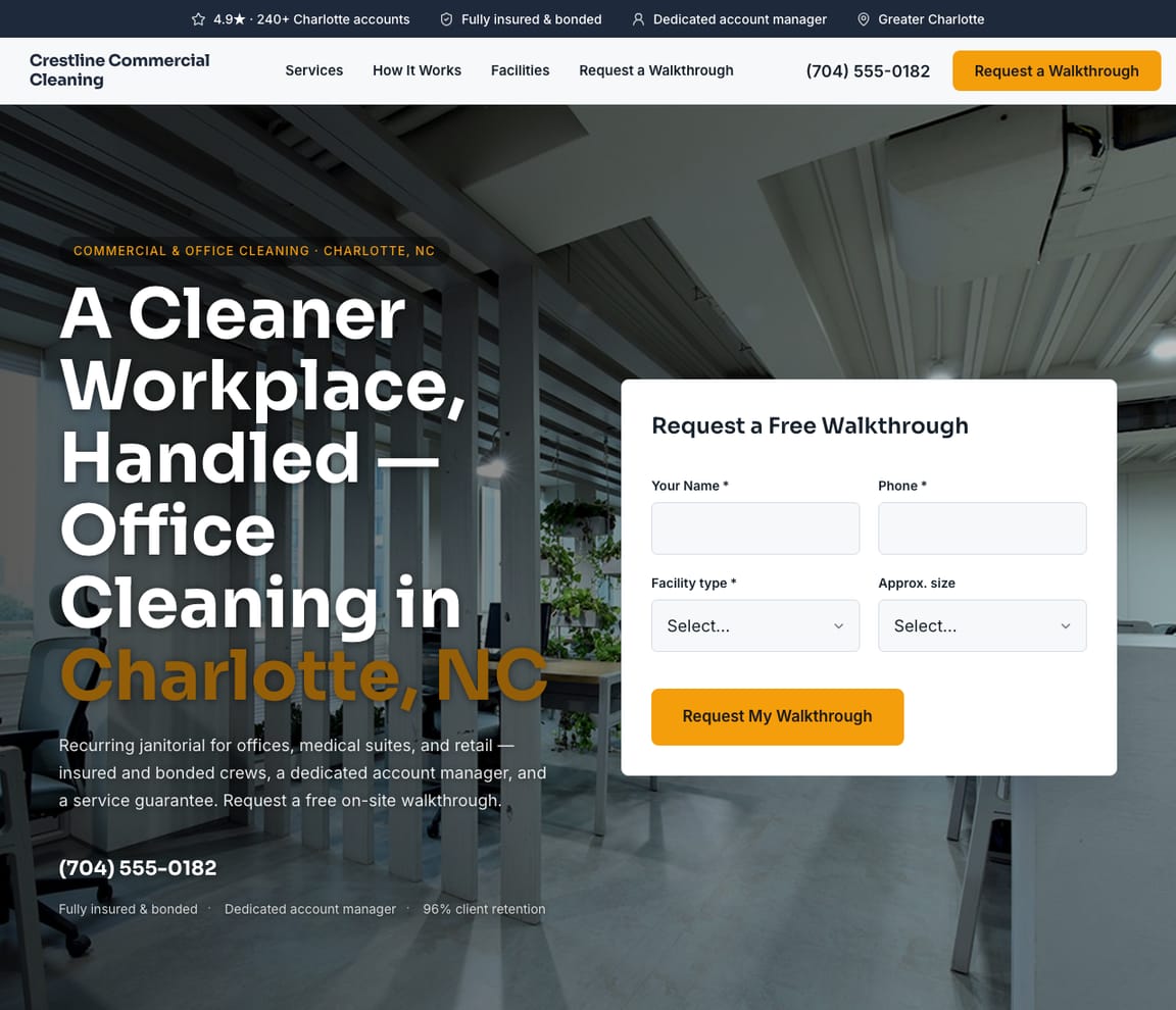 Commercial Office Cleaning website template preview