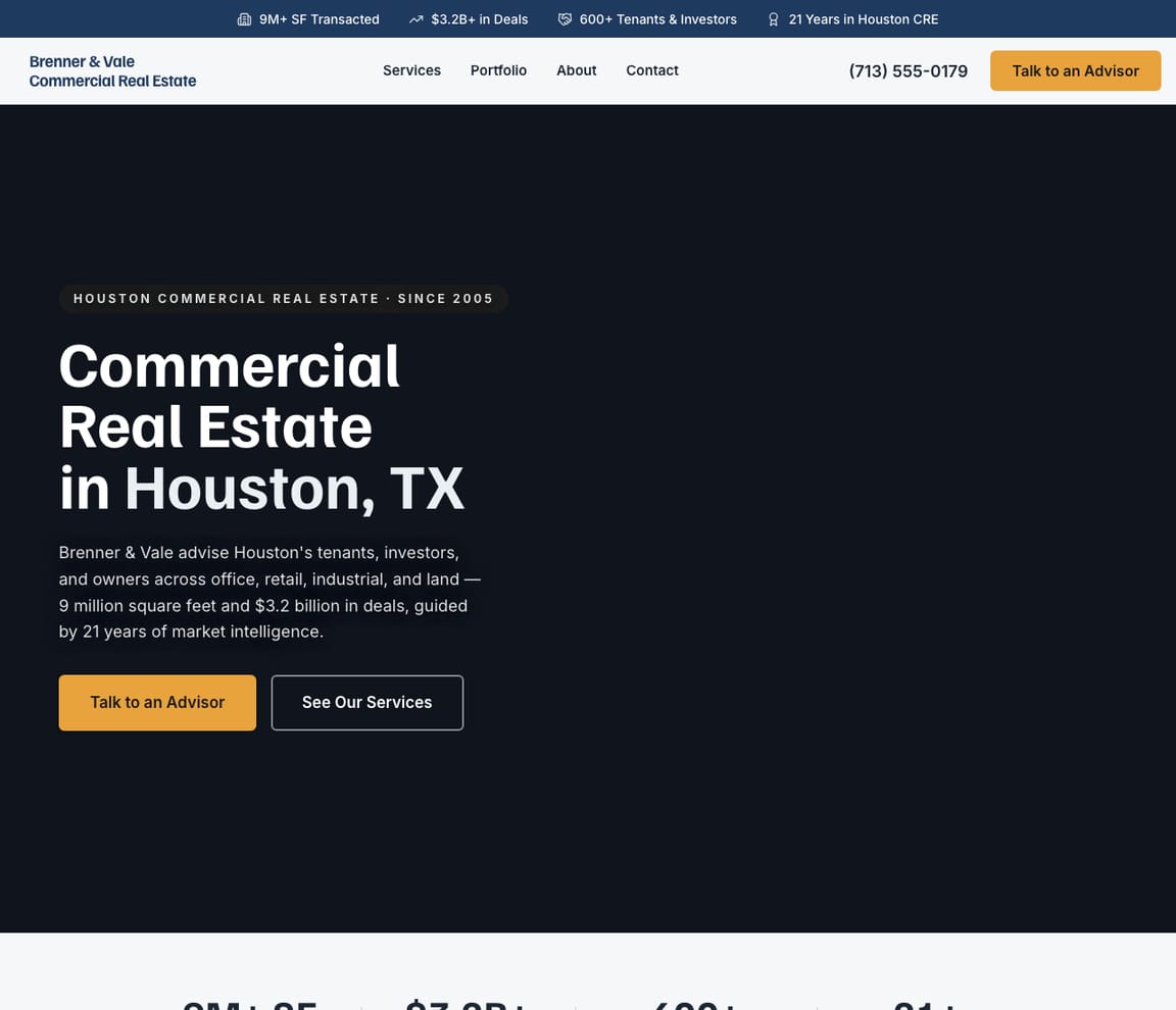 Commercial Real Estate Advisor website template preview