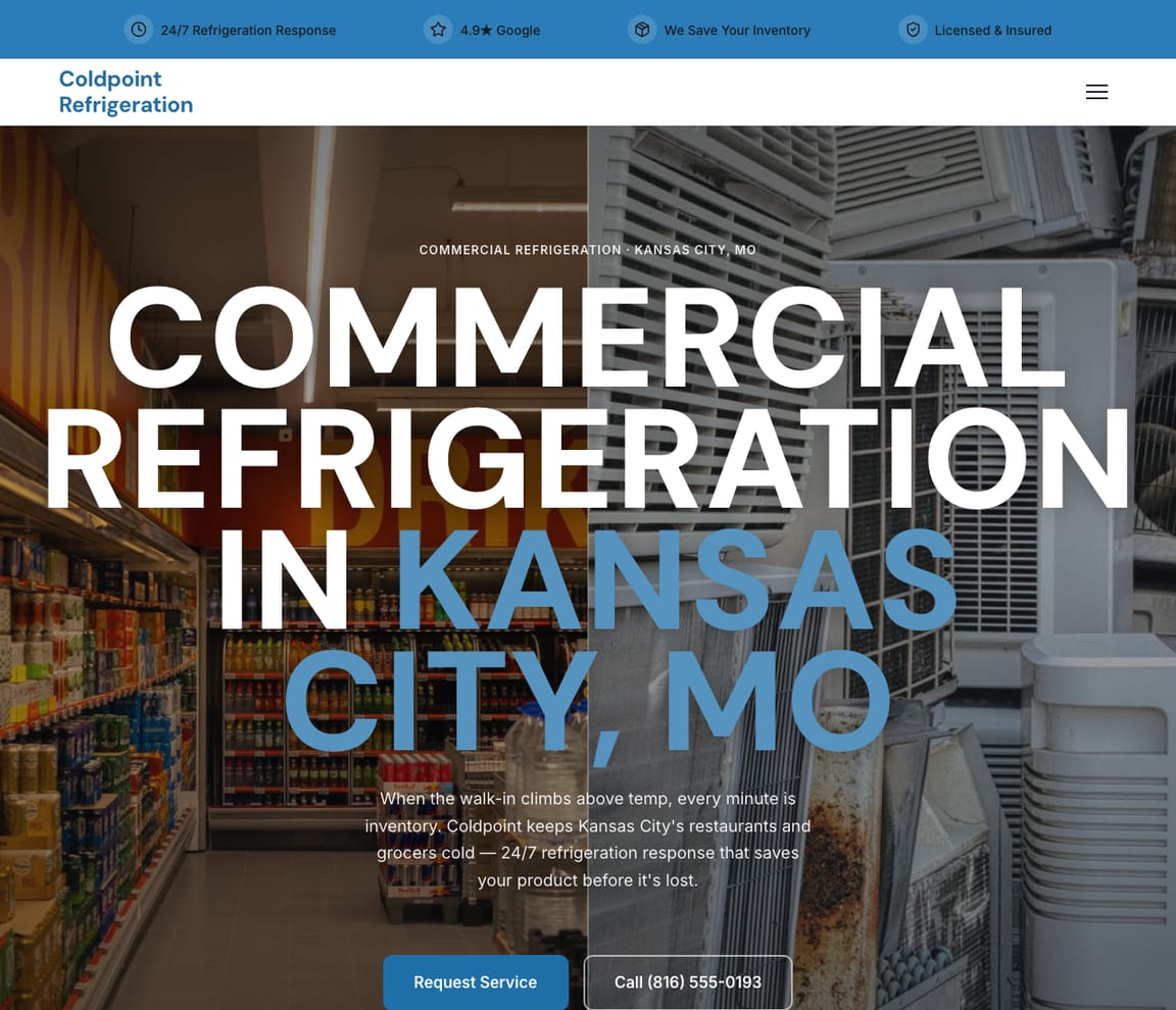 HVAC - Commercial Refrigeration website template preview