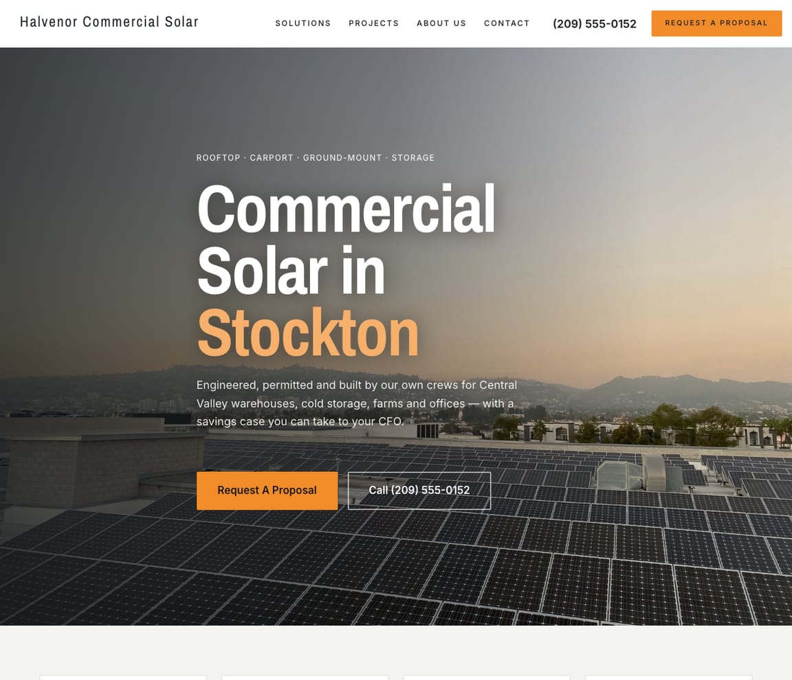 Commercial Solar Contractor website template preview