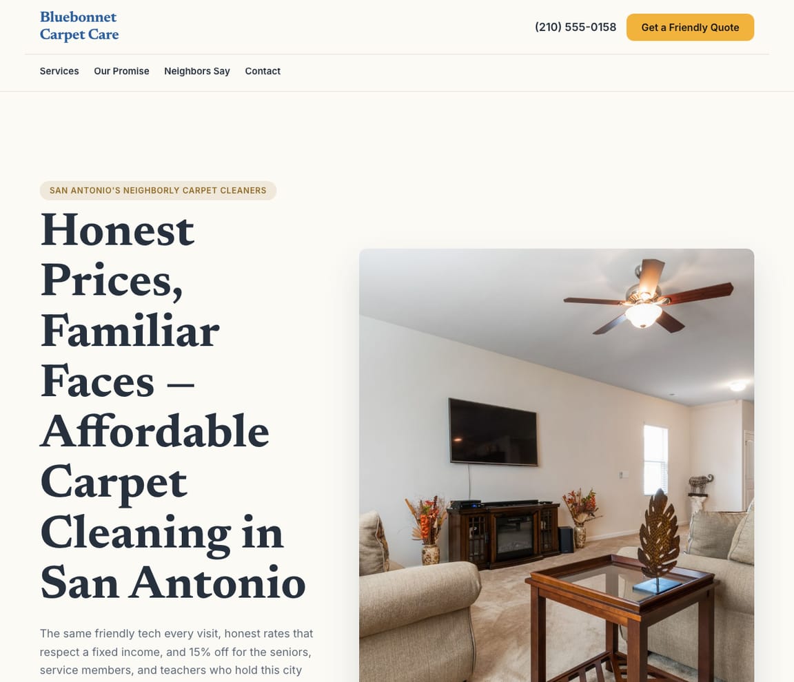 Community Carpet Cleaning website template preview