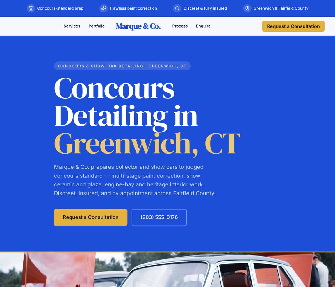 Concours & Show-Car Detailing website template preview