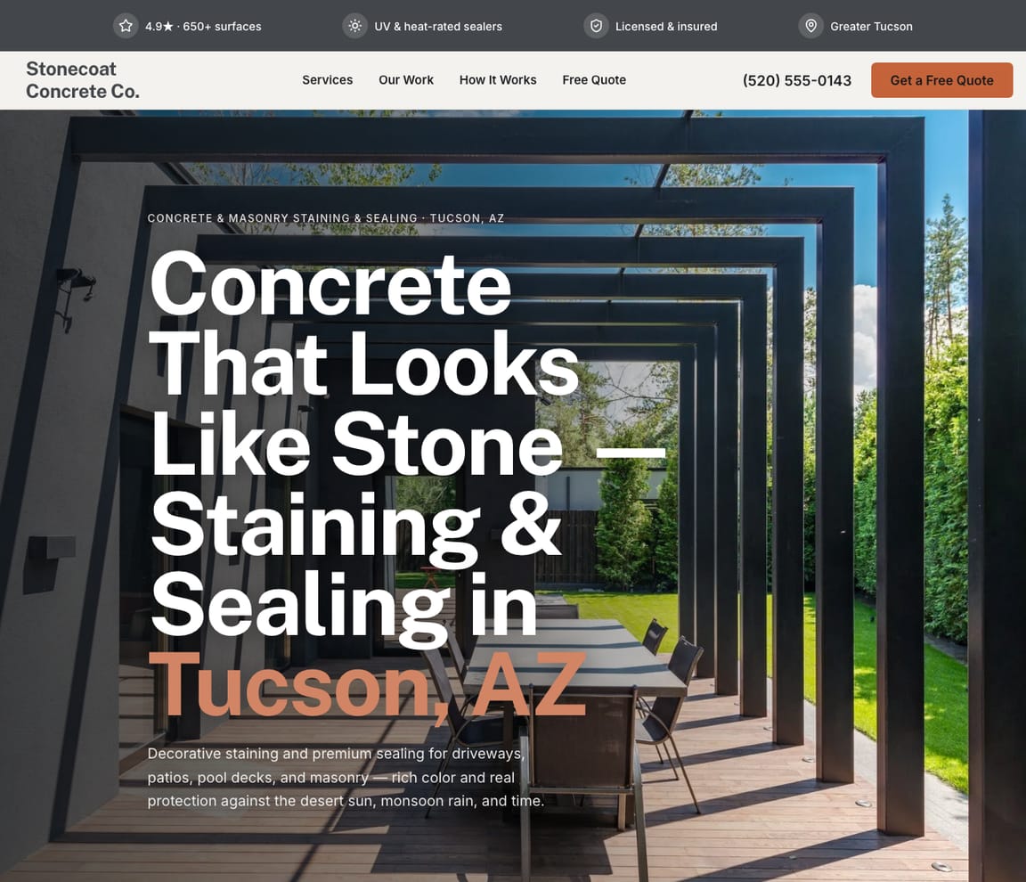 Concrete & Masonry Staining website template preview