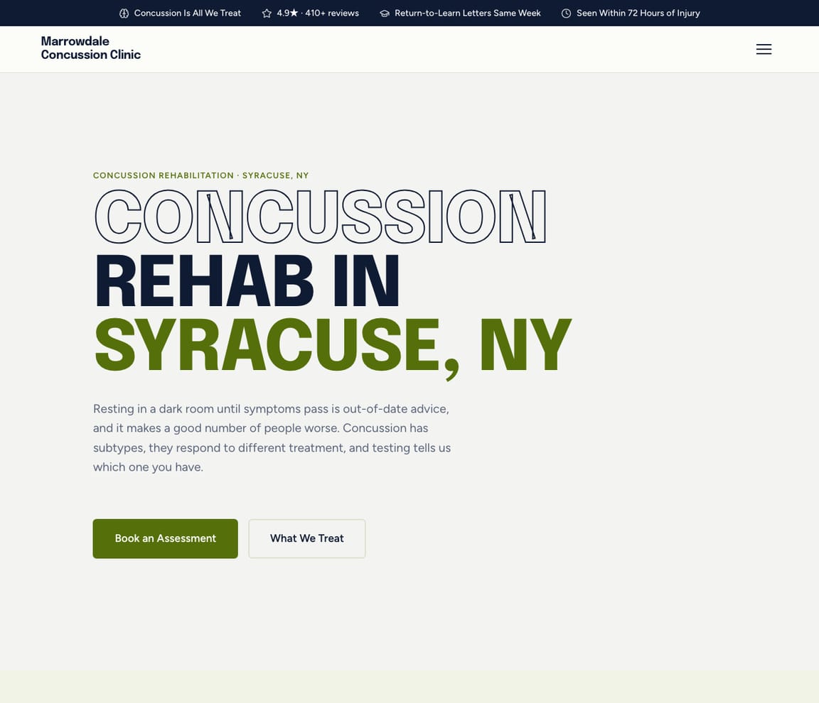 Concussion Rehab Clinic website template preview