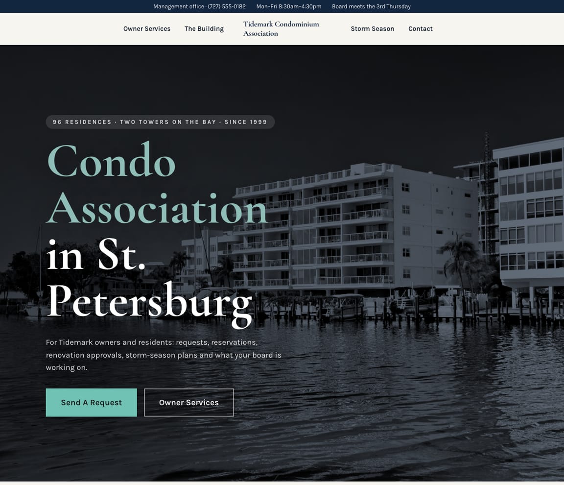 Condo Association website template preview