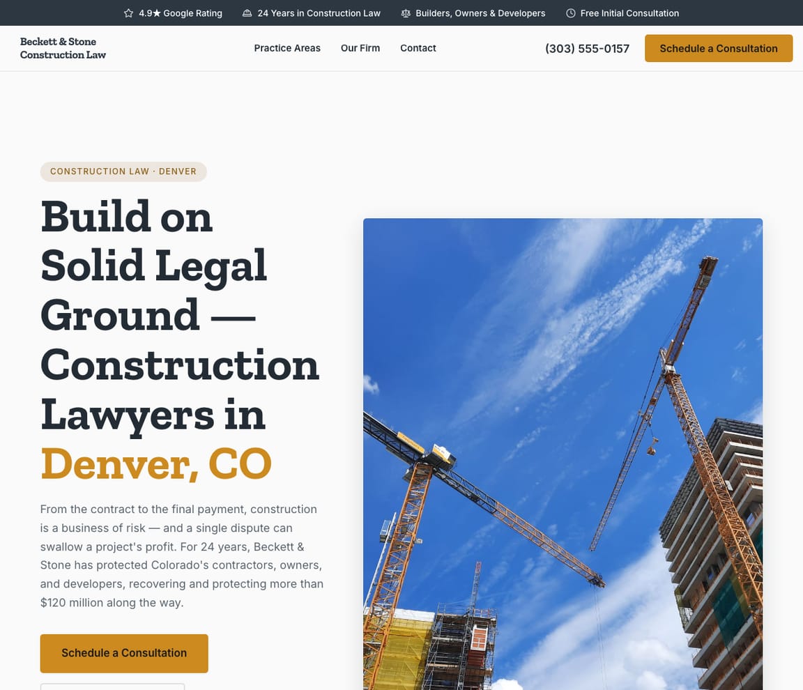 Construction Lawyer website template preview