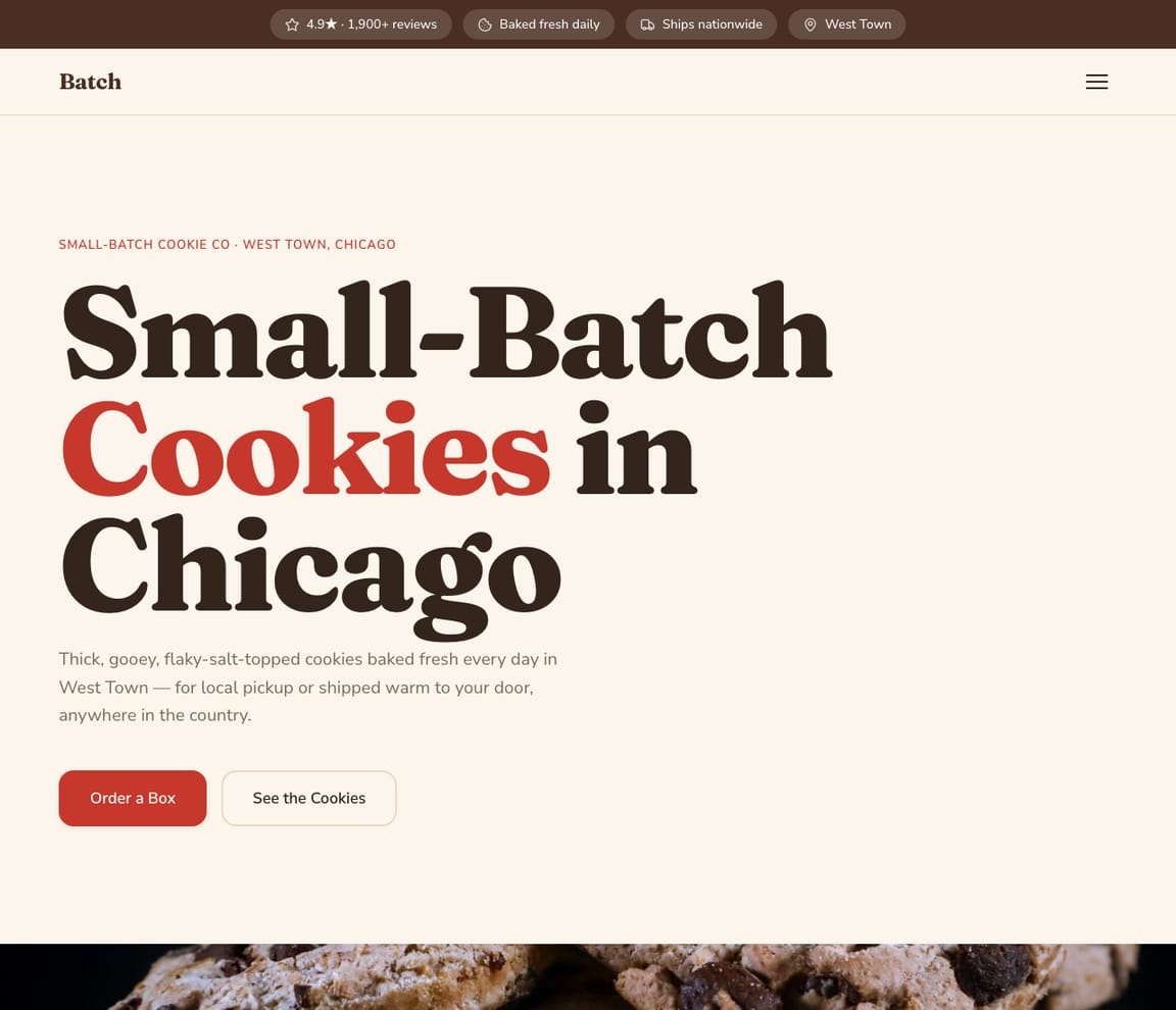 Cookie Company website template preview