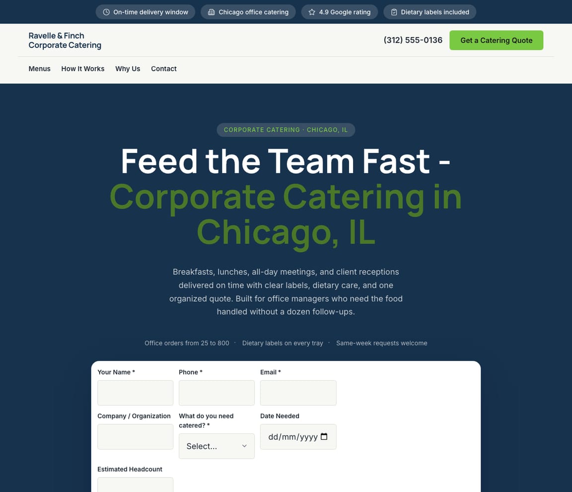 Corporate Catering website template preview