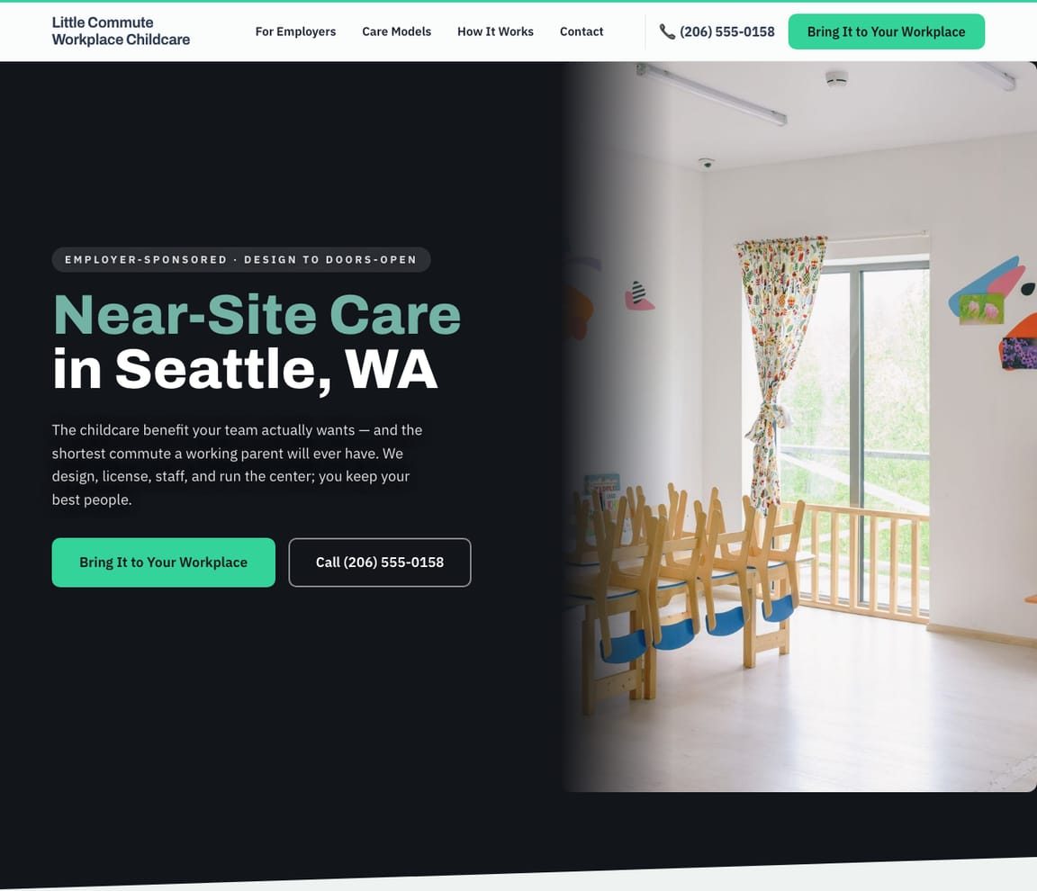Employer / On-Site Workplace Childcare website template preview