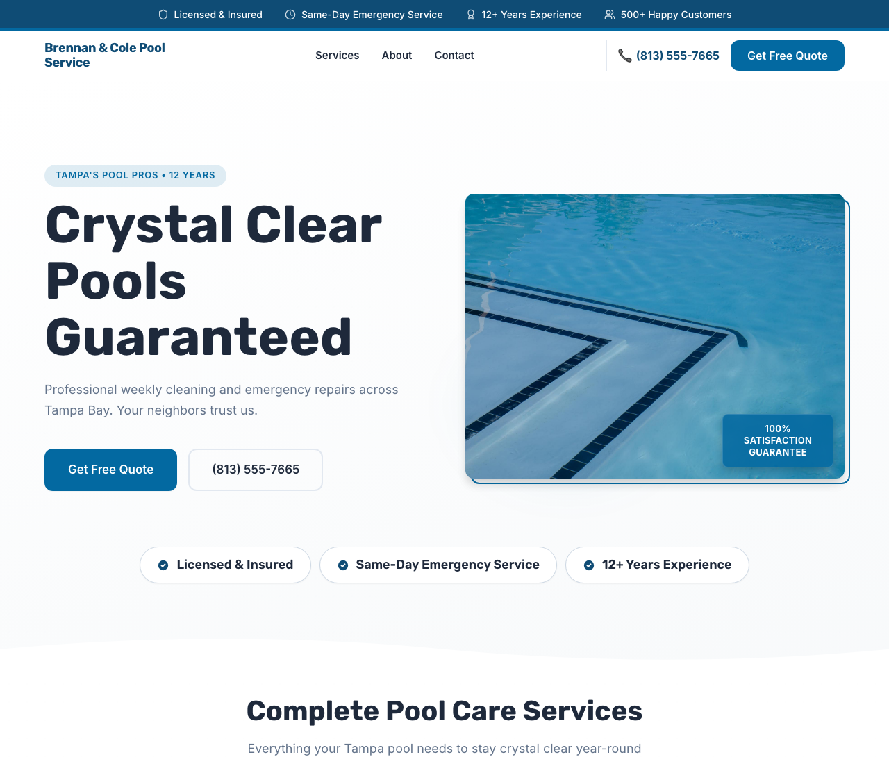 Pool Service website template