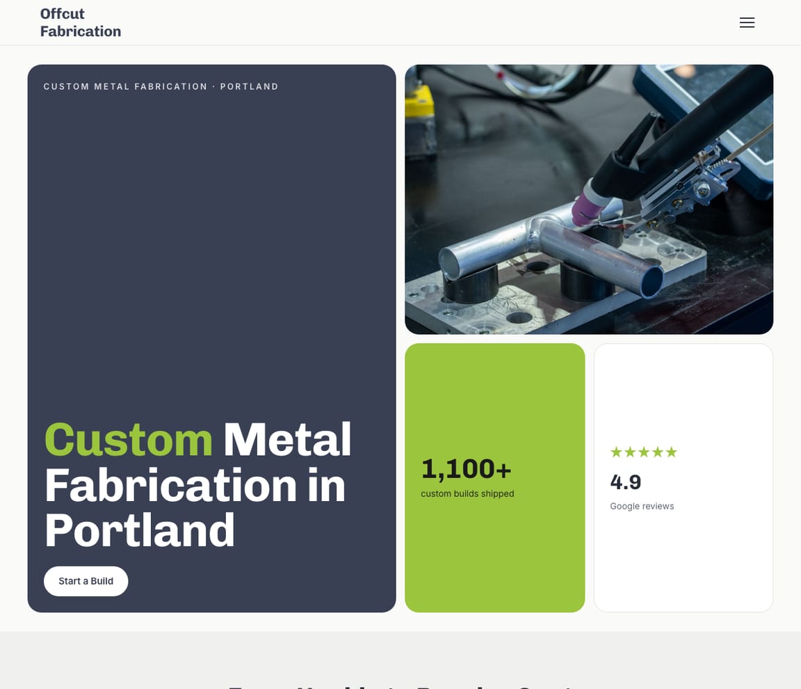 Custom Fabrication website template preview