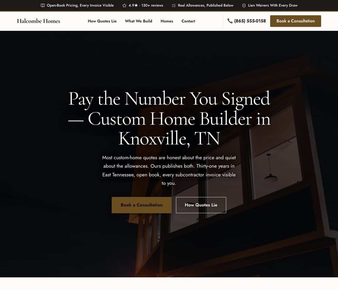 Custom Home Builder website template preview