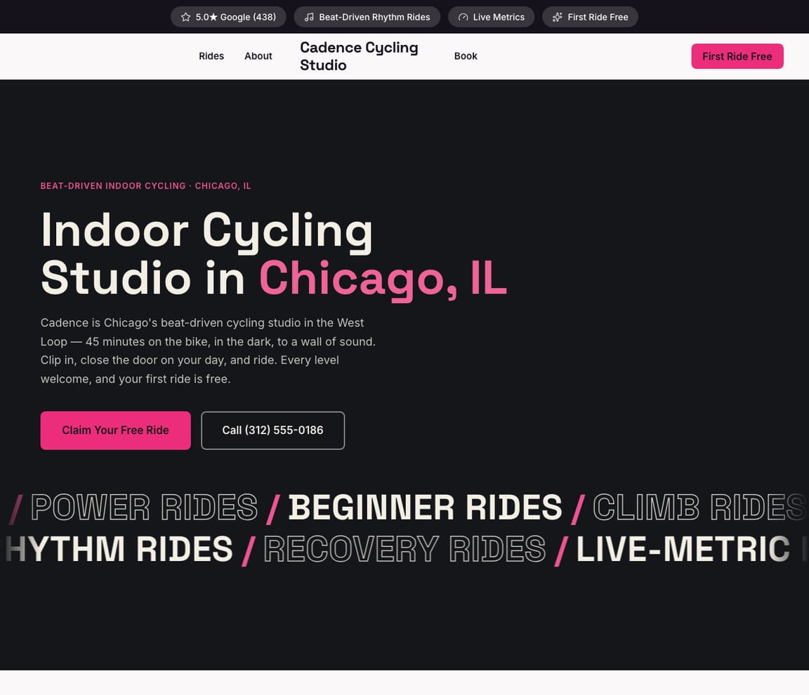 Cycling Studio website template preview