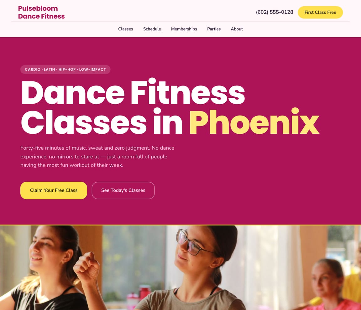 Dance Fitness Studio website template preview