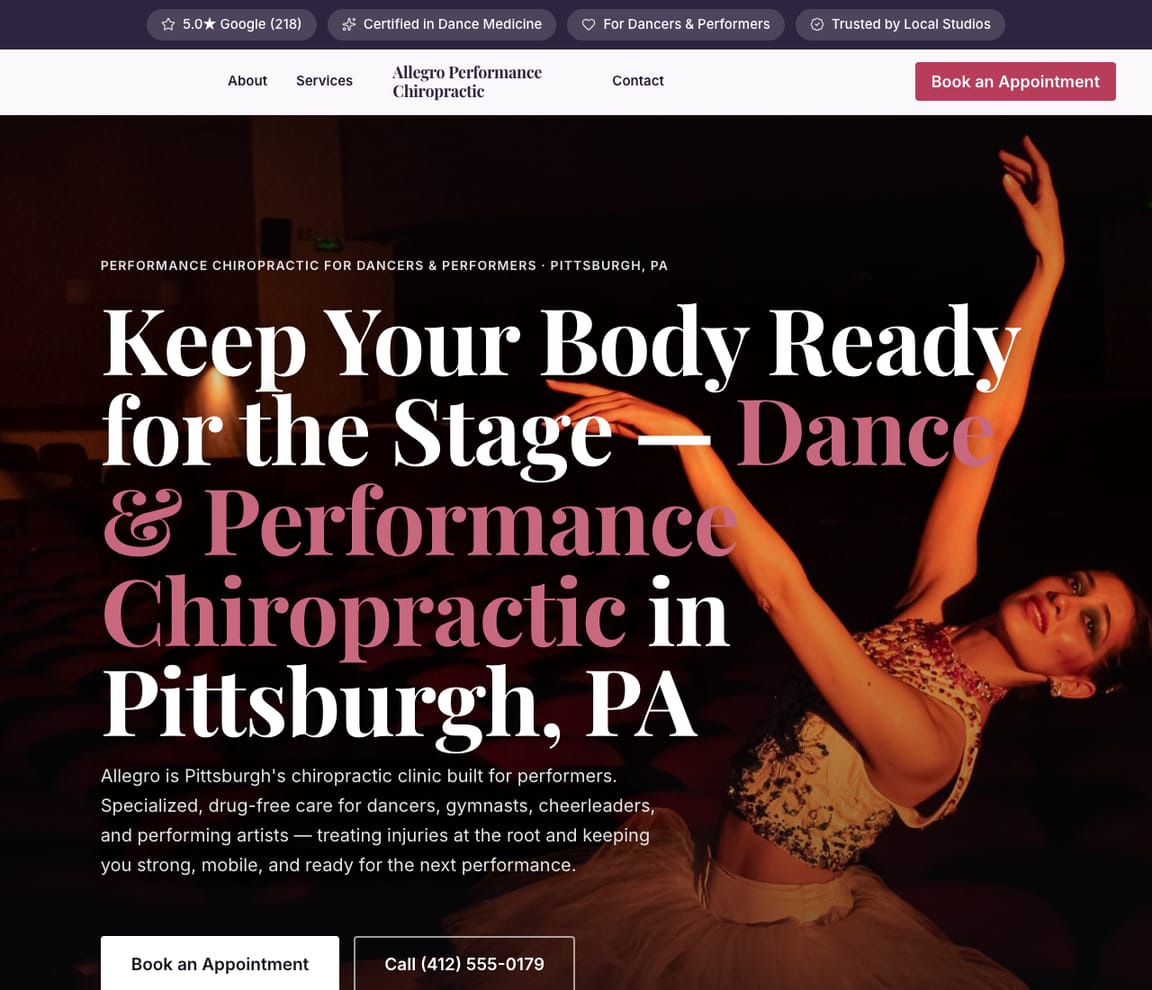 Dance & Performance website template preview