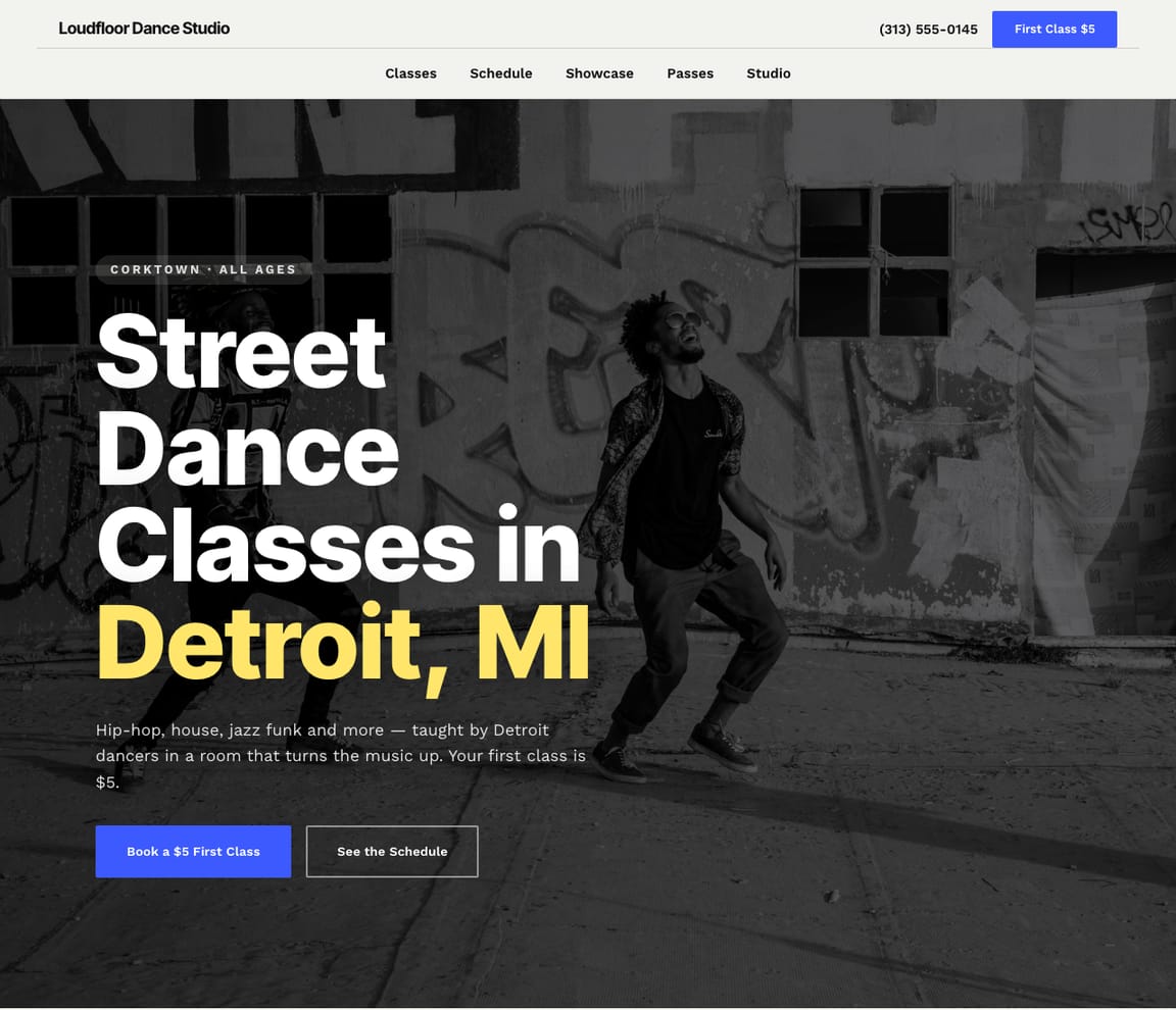 Dance Studio — Bold website template preview