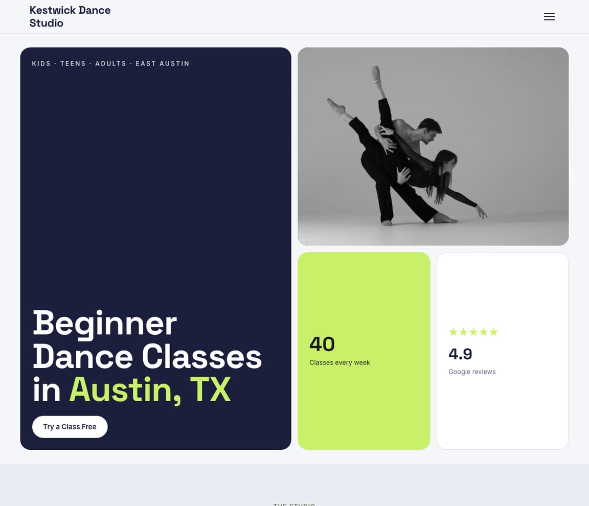 Dance Studio — Modern website template preview