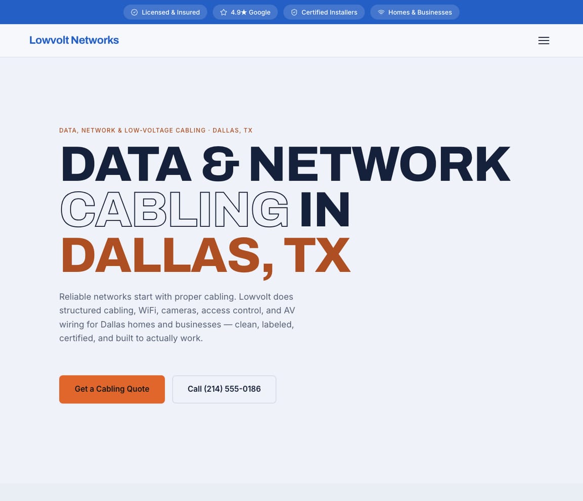 Electrician - Data & Low-Voltage website template preview