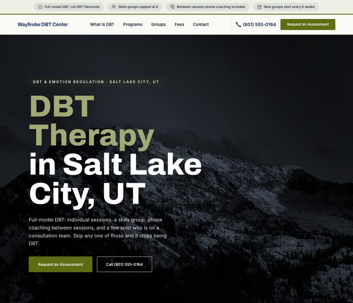 DBT & Emotion Regulation Therapy website template preview