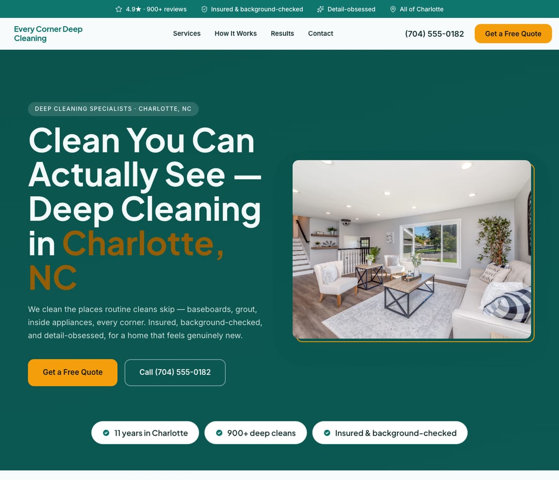 Deep Cleaning website template preview
