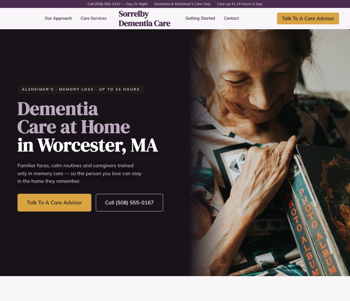 Dementia Care at Home website template preview