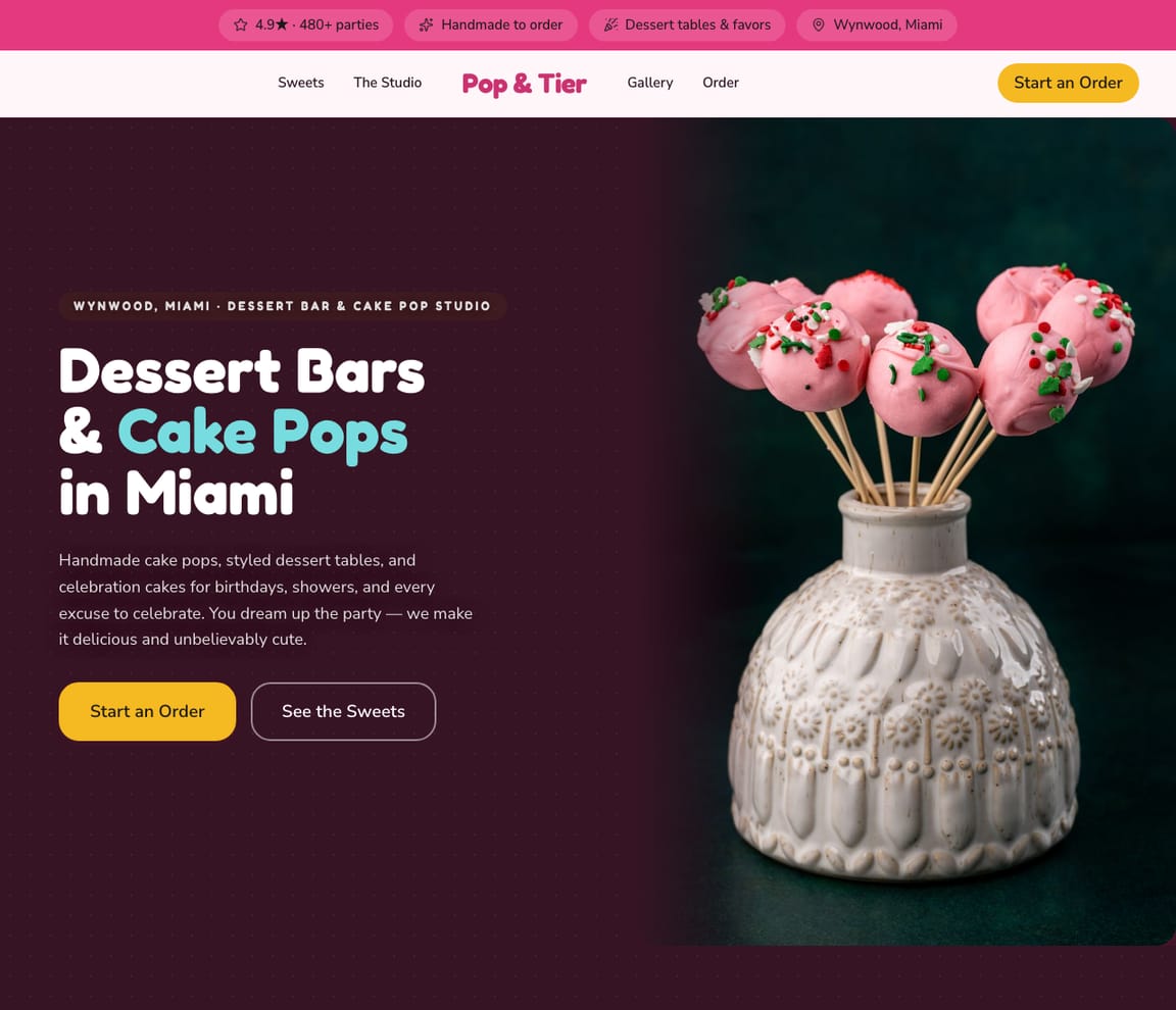 Dessert Bar website template preview