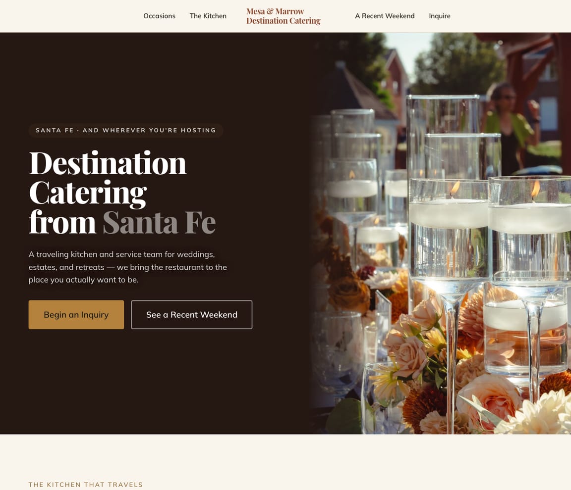 Destination Event Catering website template preview