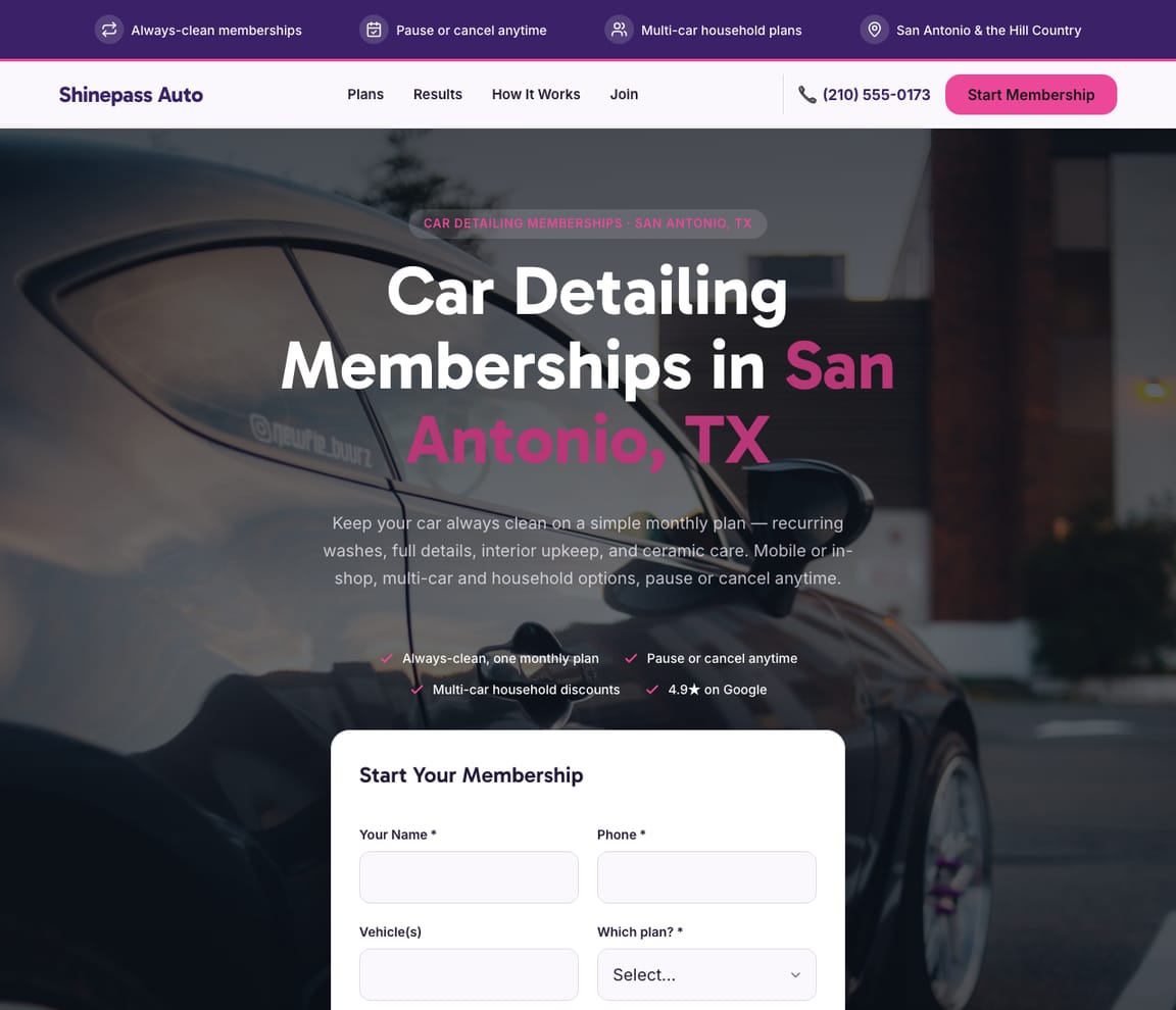 Detailing Membership Plans website template preview
